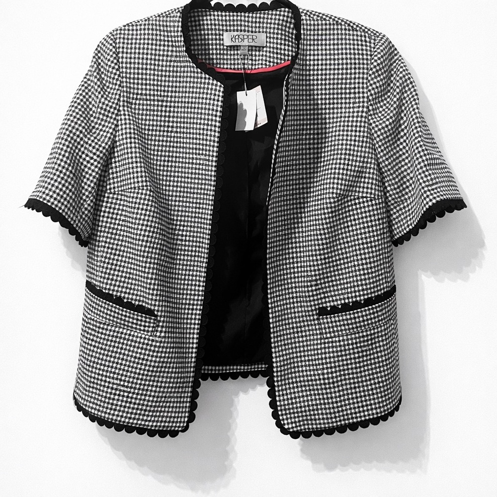 ✨ Kasper Black & White Houndstooth Jacket – NWT ✨